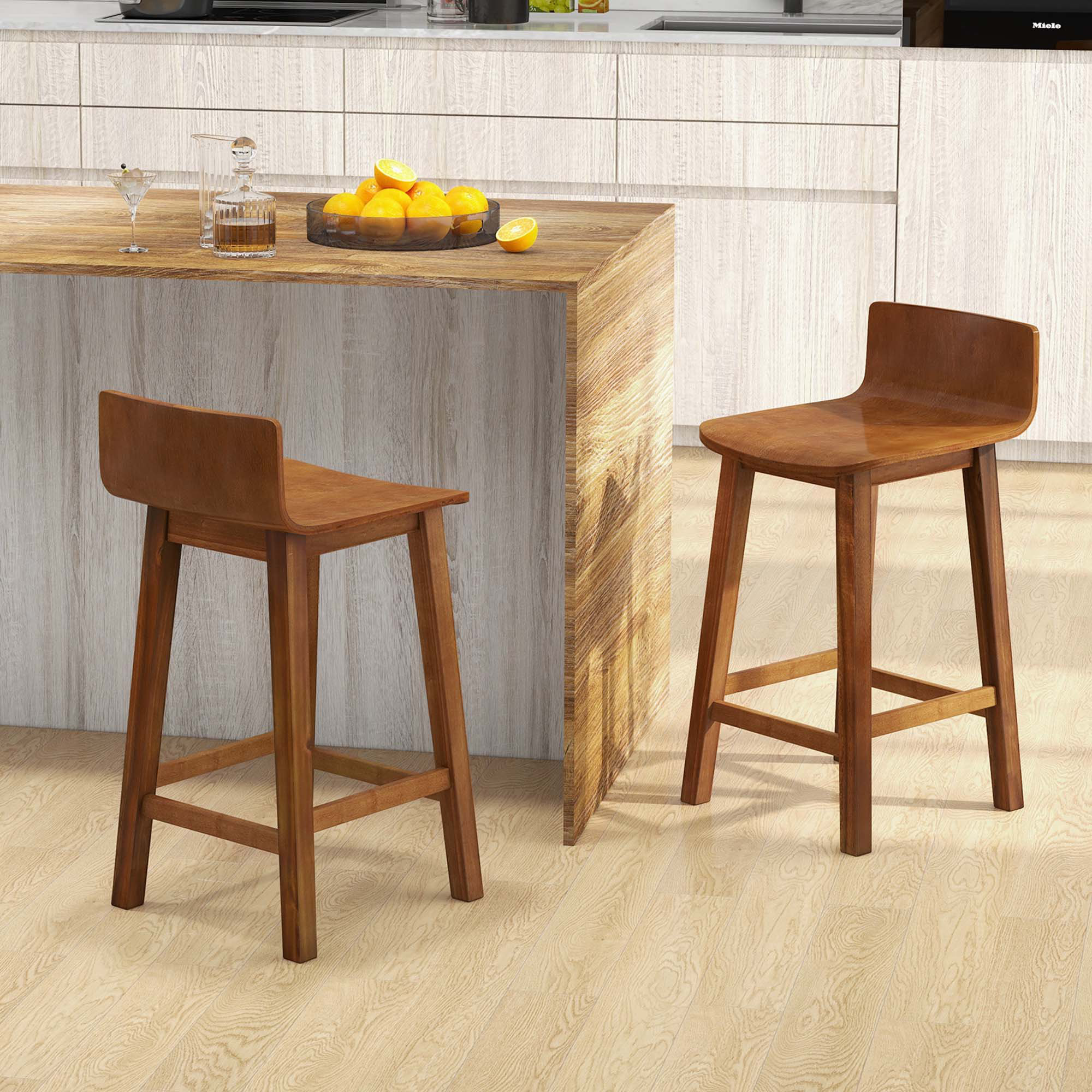 George Oliver Itsuko Wood 24.5'' Counter Stool & Reviews